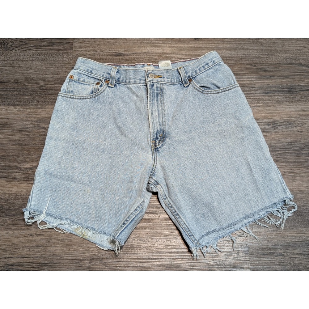 Levis 550 Vintage Womens High Rise Relaxed Cut Off Denim Shorts Light Wash 12 S